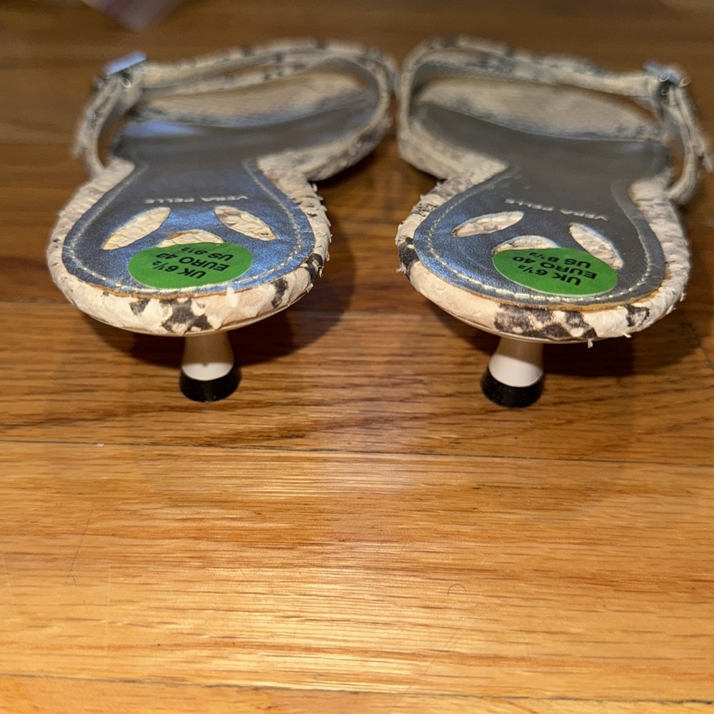 Vera Pelle Snakeskin Pattern Small Heel Strappy Sandals - Size 8.5 - Picture 6 of 7